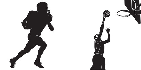 Dynamic Silhouettes of Football and Basketball Players in Action