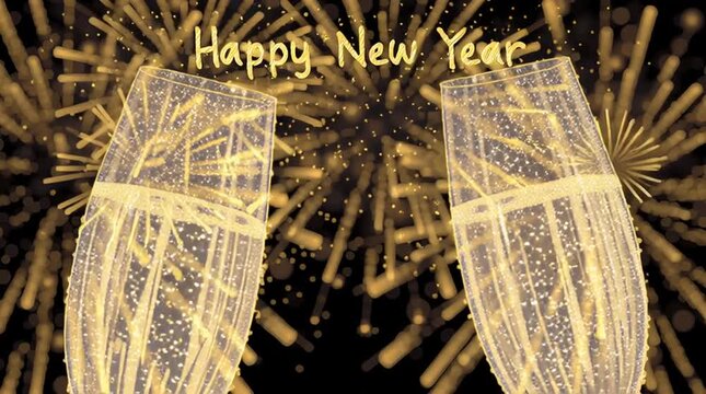 Celebrate with sparkling glasses, fireworks, and joy on New Year's Eve.
