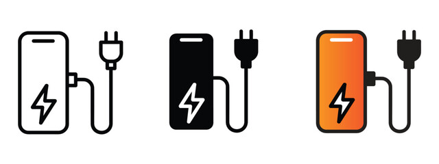  Smartphone Charging Battery Icon in Outline and Solid Styles