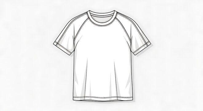 White Raglan Sleeve T-Shirt Flat Sketch.