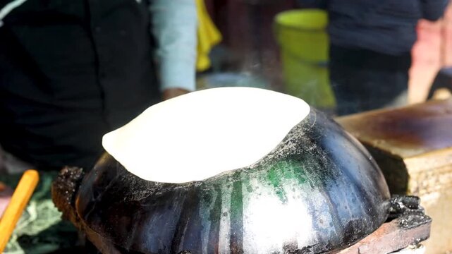 Kebab paratha indian street food chapati rumali roti with oil 