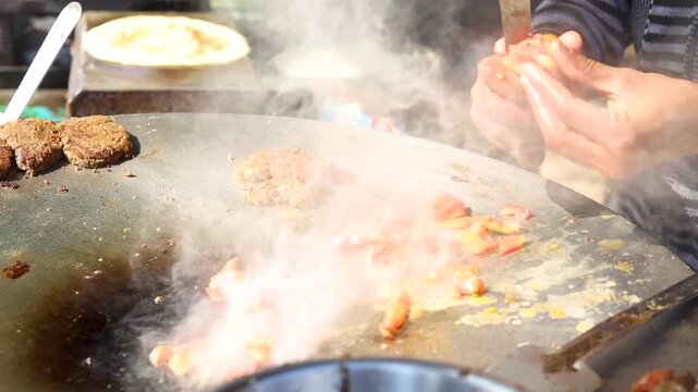 Kebab paratha indian street food chapati rumali roti with oil 