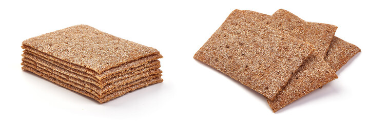 Wholegrain rye crisp, isolated on white background