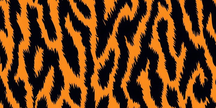 Abstract Tiger Stripe Pattern Seamless Texture Orange Black