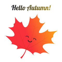 Isolated Colorful Hello Autumn Banner Layout, Creative Design with Red and Golden Fallen Autumn Leaf - Multi Purpose Template, Typography for Web, Advertising, Brochures and Event Invitation