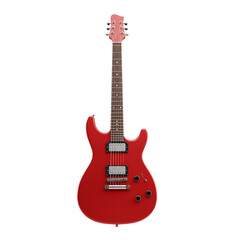 Red Electric guitar on transparent background PNG Generative AI