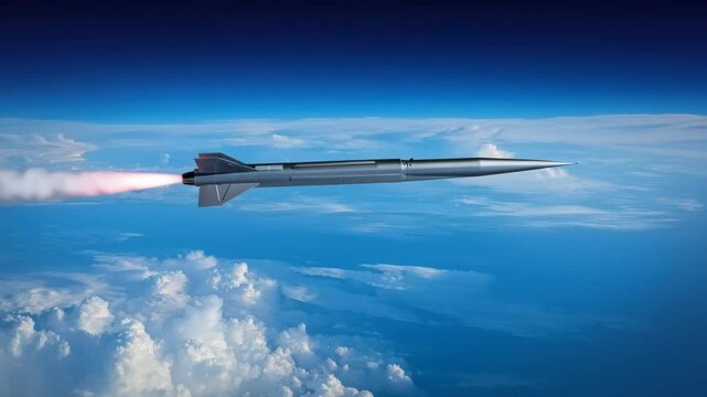 High-altitude testing of an advanced missile takes place with powerful propulsion and precision aimed to enhance defense capabilities and military effectiveness