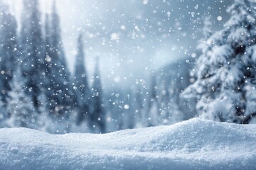 Snowy winter landscape with falling snow (3)