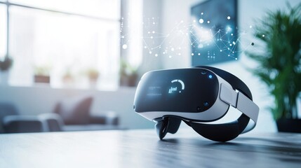 Virtual reality headset on table
