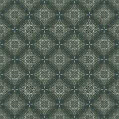 Seamless Green and Beige Mandala Pattern with Ornamental Floral Motifs