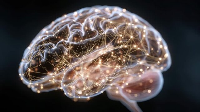 This captivating presentation showcases the complex networks and connections of the human brain, highlighting the intricate patterns formed by neurons and synapses in real time