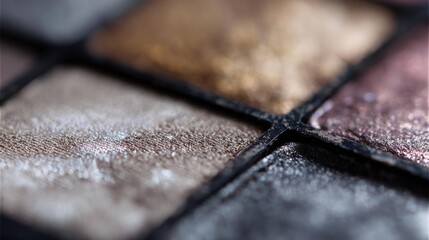 Close-up of a makeup palette. the palette is rectangular in shape and has a black metal frame.
