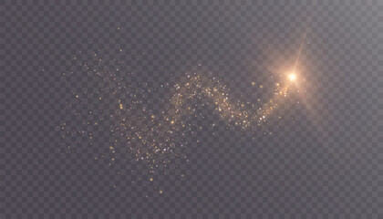 A golden magical comet effect with a multitude of sparkling bokeh and shimmering light effects. A magical golden stream. © Valeriia