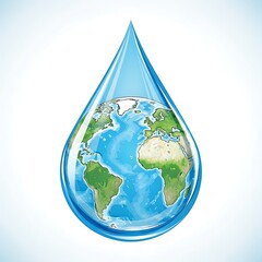 Obraz premium Stunning Earth planet encapsulated within a pristine water drop symbolizes global conservation and precious liquid resources