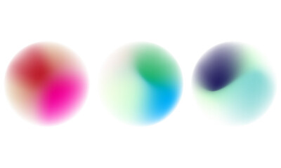 Set color circle gradient noise gradation. Abstract colorful watercolor blur mesh on isolated transparent background. Circle shape png. Eps10