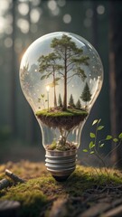 Miniature Forest Ecosystem Growing Inside a Crystal Light Bulb