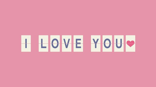 I Love You, Split-Flap Display Animation on Pink Background