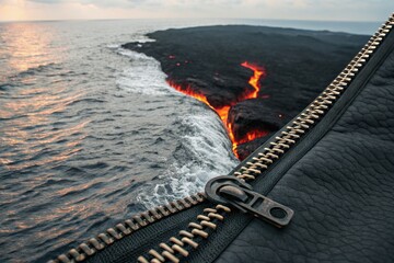 Ocean and Lava Separated by a Metallic Zipper Concept