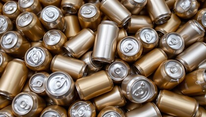 Pile Gold Aluminum Cans with Metallic Finish