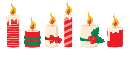 Christmas candle clipart vector decoration