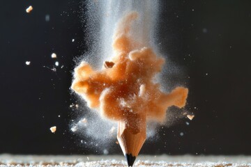Pencil Shattering With Burst of Graphite Dust in Slow Motion