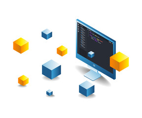 themed computer technology block chain concept illustration