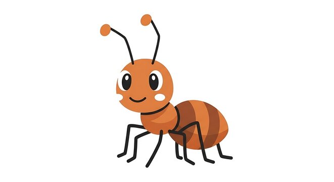 Cute cartoon ant illustration with orange and brown stripes.