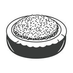 Outline drawing of a bowl filled with granular material dish food