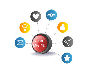 technology business start control button illustration concept