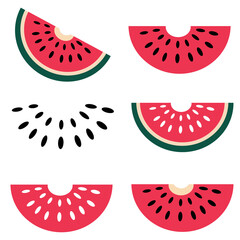 Fresh Watermelon Vector Illustration on White Background