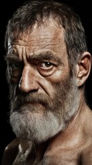 Portrait of an Elderly Man with Intense Eyes and Gray Beard