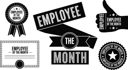Employee of the month vector badges and certificate design