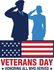 Veterans day honoring all who served patriotic illustration
