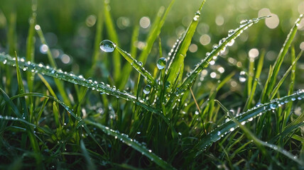 Grass dew rain macro fresh green eco.