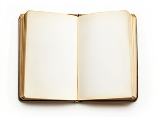 Blank Open Book with Empty Pages on White Background