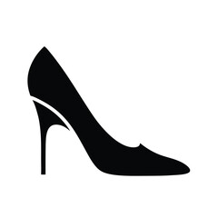 Elegant black high heel shoe silhouette on a clean white background