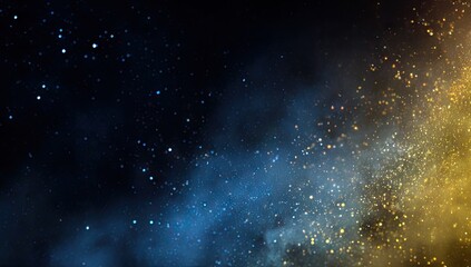 Cosmic nebula, vibrant gold and blue, scattered stars