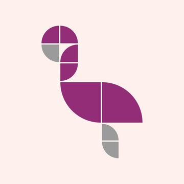 Naklejki Geometric Minimalist Flamingo Logo Design