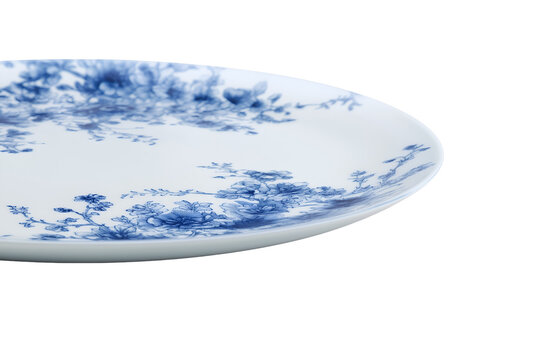 Elegant porcelain plate with blue floral design adds a touch of classic beauty to any table setting - Powered by Adobe