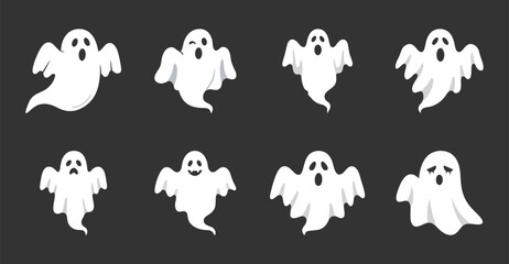 Cute Ghosts Collection Illustration Vector Graphics Halloween Theme