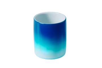 Stylish ombre blue ceramic cup with glossy finish, a modern accent for your tabletop decor needs