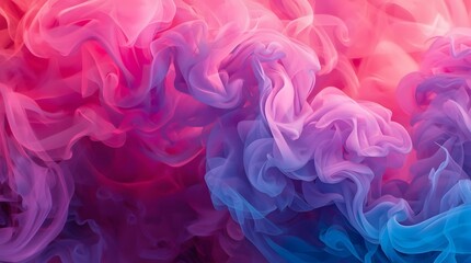 Dreamy abstract background with vibrant pink and blue smoke swirling gently, perfect for adding a touch of ethereal beauty to your next creative project