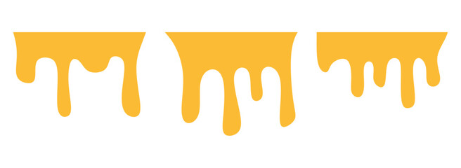 Dripping Honey Set Vector Elements. Includes golden liquid drips, sweet syrup flows, and healthy organic fluid shapes. Perfect for food design, labels, packaging, and creative projects.