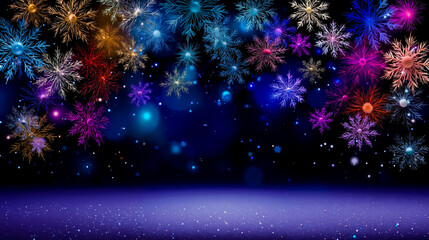 A bunch of colorful fireworks on a dark blue background