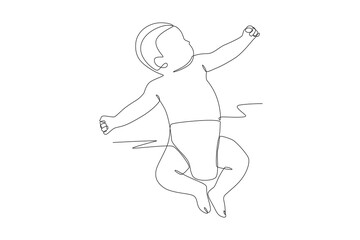 Baby sleeping concept one-line drawing