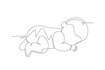Baby sleeping concept one-line drawing