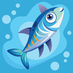 Cute Cartoon Fish Swimming Vector Art - Underwater Marine Animal Character