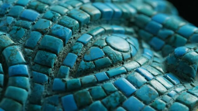 Turquoise Stone Mosaic Close Up Showing Textured Surface Pattern Detail