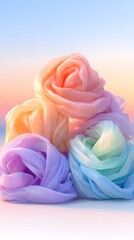 A beautiful arrangement of pastel-colored roses against a soft gradient background, evoking a sense of tranquility.