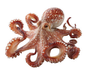 Obraz premium A detailed closeup of a red octopus with visible suckers on its tentacles, isolated on transparent background